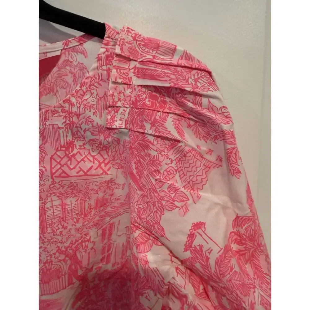 Lilly Pulitzer Barbara Top Palm Beach Anniversary Toile Pink White Sz 4 - NWT